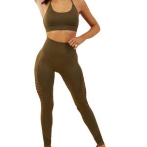 WodoWei Women's Workout Sets 2 Piece Outfits High Waisted Yoga Leggings